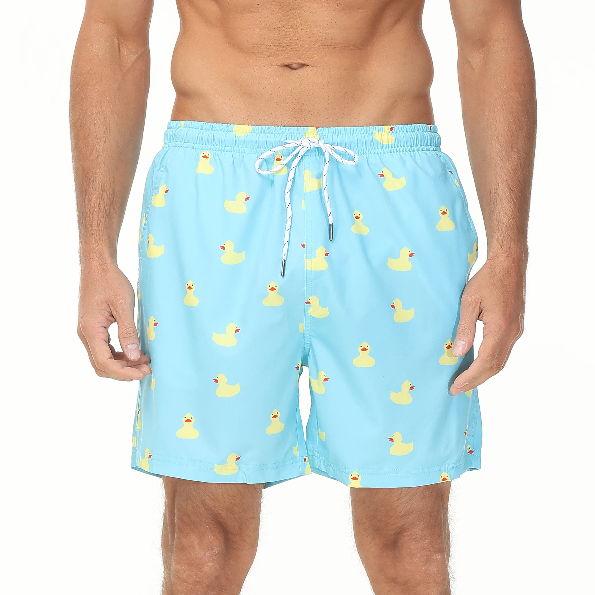 Summer Men's Swim Trunks Quick Dry Swim Shorts Beach Board Swimsuit with Mesh Lining Swim Wear Cartoon Printed Trunks
