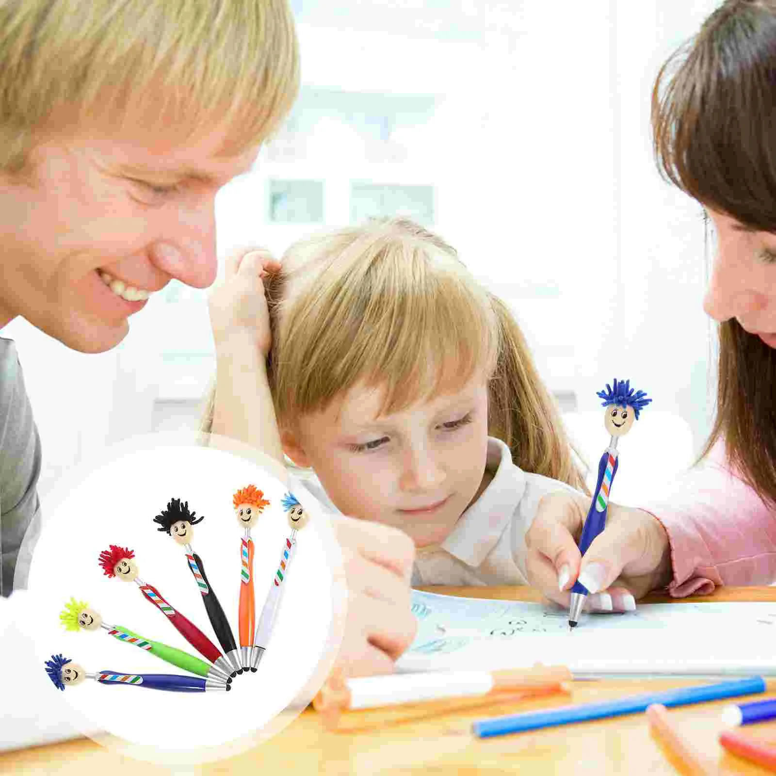 

Plush Hair Face Expression Pattern Durable Cartoon Writing Tools Ballpoint Pen Writing Pen for School Students
