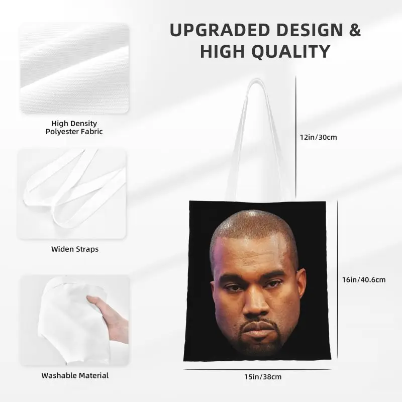Funny Kanye West Meme Groceries Tote Shopping Bag Women Rapper Music  Producer Canvas Shoulder Shopper Bags