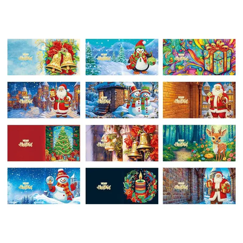 

DIY Christmas Cards Novelty Card Making Kits With Christmas Elements 12 Pcs Christmas Crafts For Kids Greeting Cards DIY Craft