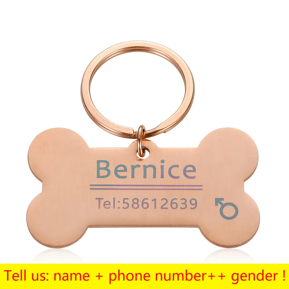 Personalized Collar Pet ID Tag Engraved Pet ID Name for Cat Puppy Dog Tag Pendant Keyring Bone Tag Pet Accessories Dropshipping 