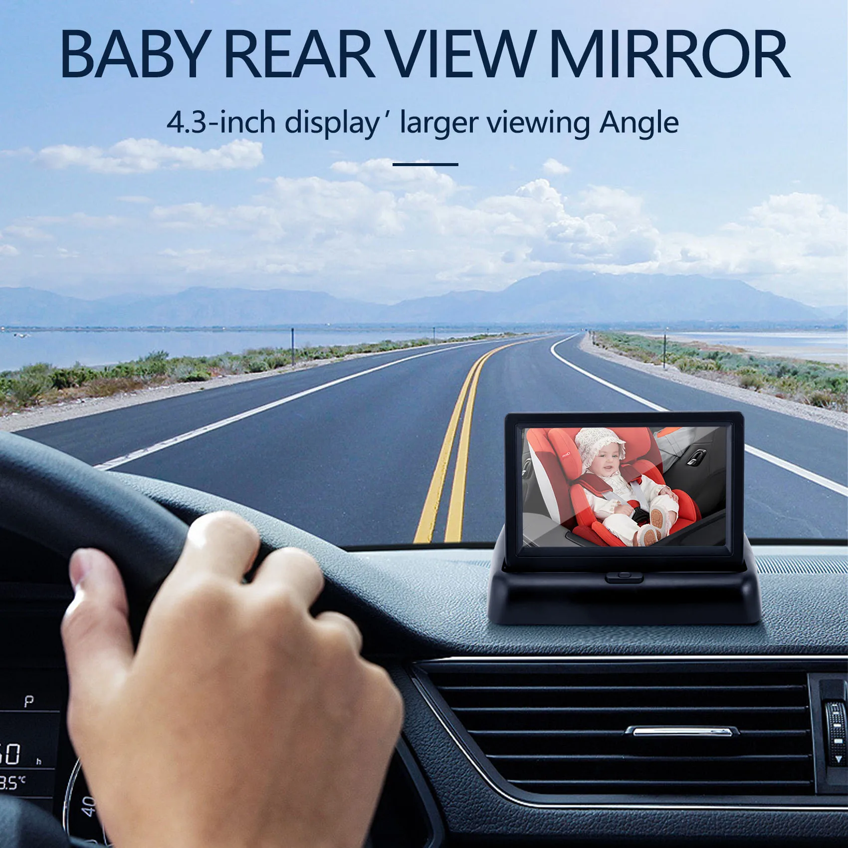  SBKDPT Espejo de coche para bebé, pantalla HD de 4.3 pulgadas, espejo  retrovisor de bebé, a prueba de golpes, visión nocturna ajustable de 360°,  espejo de bebé para gemelos para asiento