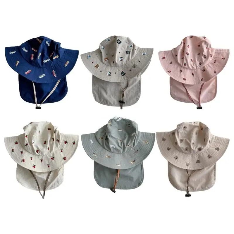 

Детская рыбацкая шляпа с мультяшным принтом для младенцев Кепки-ведра с широкими полями на каждый день/