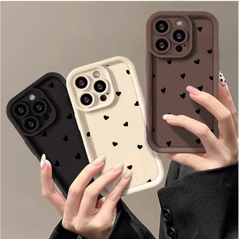Elegant Black Heart Bow Phone Case