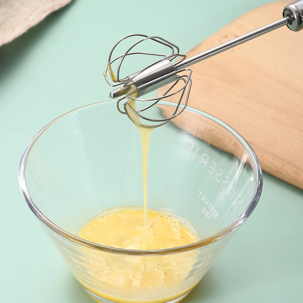 Egg Beater Semi Automatic Mixer Stainless Steel Manual Hand Self-Turning