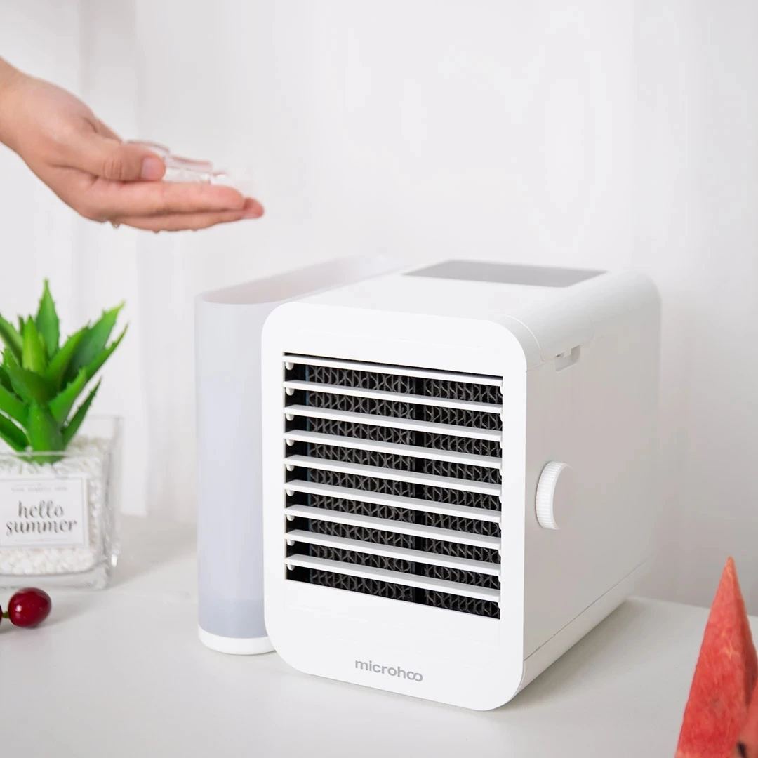 

Microhoo Mini Air Conditioner Air Cooler Fan Water Cooling Fan Air Personal Conditioning For Room Office Mobile Portable For