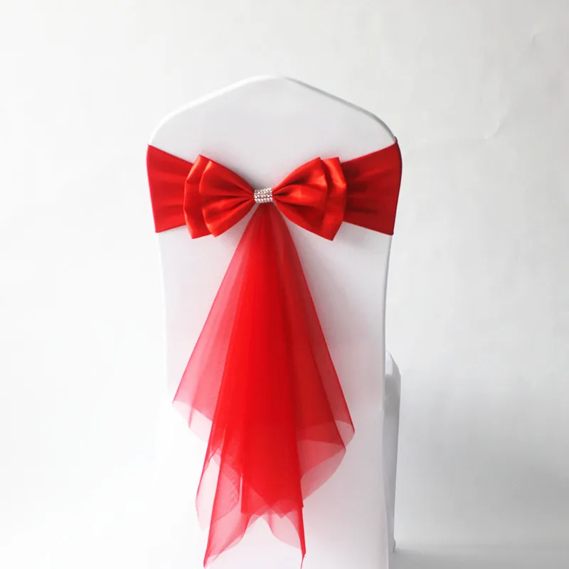 20pcs Free Tie Stretch Wedding Chair Sashes Elastic Ribbon Bow Tie Hotel Party Event Decoration Spandex Satin Chair Sash Knot