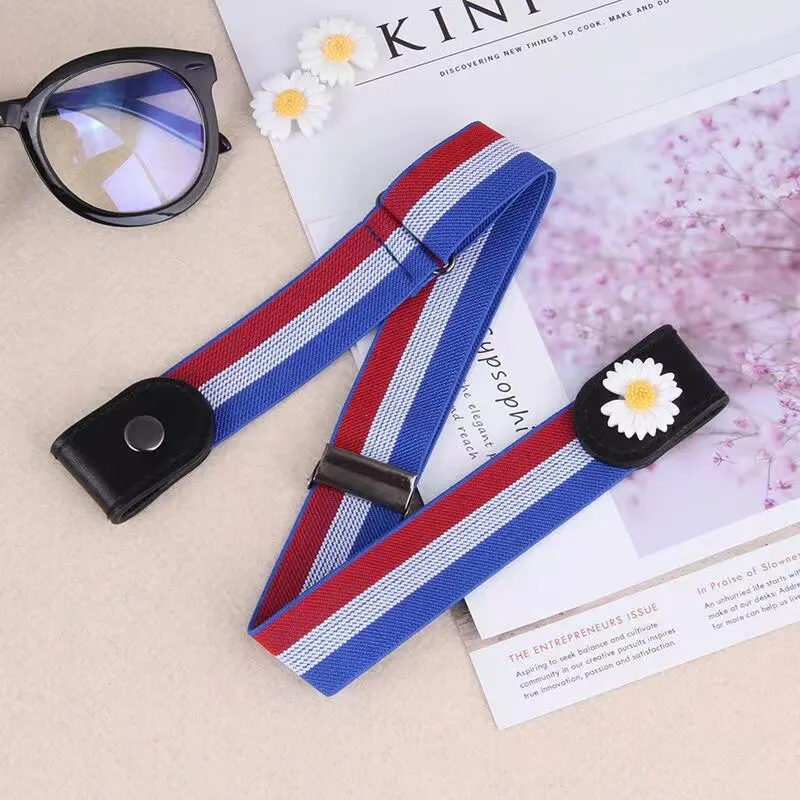 Mens Belt Men and Women Elastic Belts Japanese Invisible Seamless Buckle Rubber Band Allergy Belt