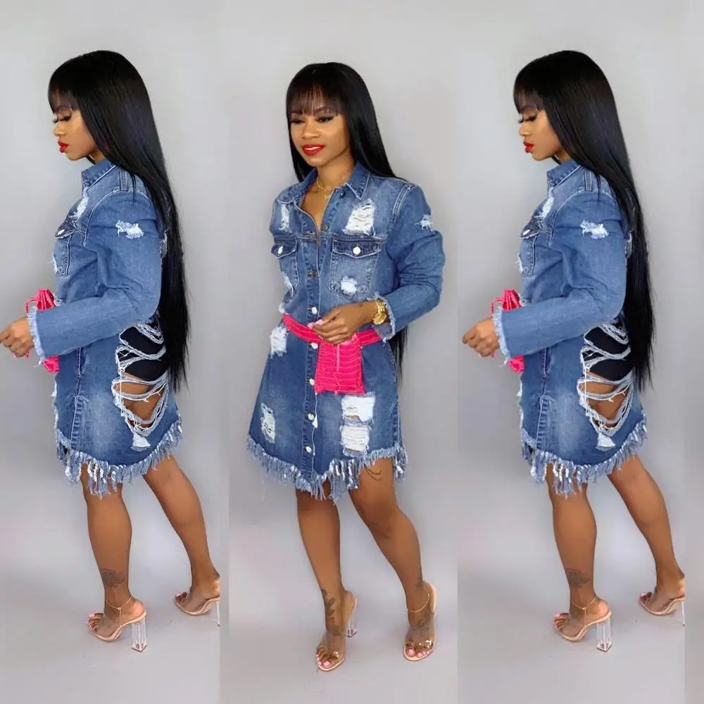 

Spring Long Jacket 2023 New Casual Sexy Fashion Denim Women Hollow Backless Denim Jackets Fashion Coat Trench 2000s Aesthetic