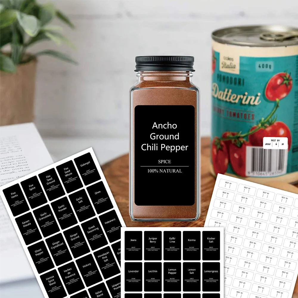 Square Spice Stickers Can Label Kitchen Room Spice Jar Labels Kitchen Jar Stickers Waterproof Home Decoration
