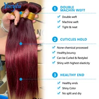 YOCYTU Burgundy Tissage Cheveux Humains 99J Meche Tissage Humain Hair 24 24 24 Pouces Lot De Tissage Cheveux Humain Lisse Tissage Naturel Brésilien 12A Tissage Brésilien Haut Qualité Tissage 100% Raw Haïr Bundles 5