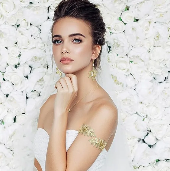Goddess Accessories Set For Women Greek Headband Roman Gold Leaf Headband Crown Gold Arm Bracelet Cuff Hair