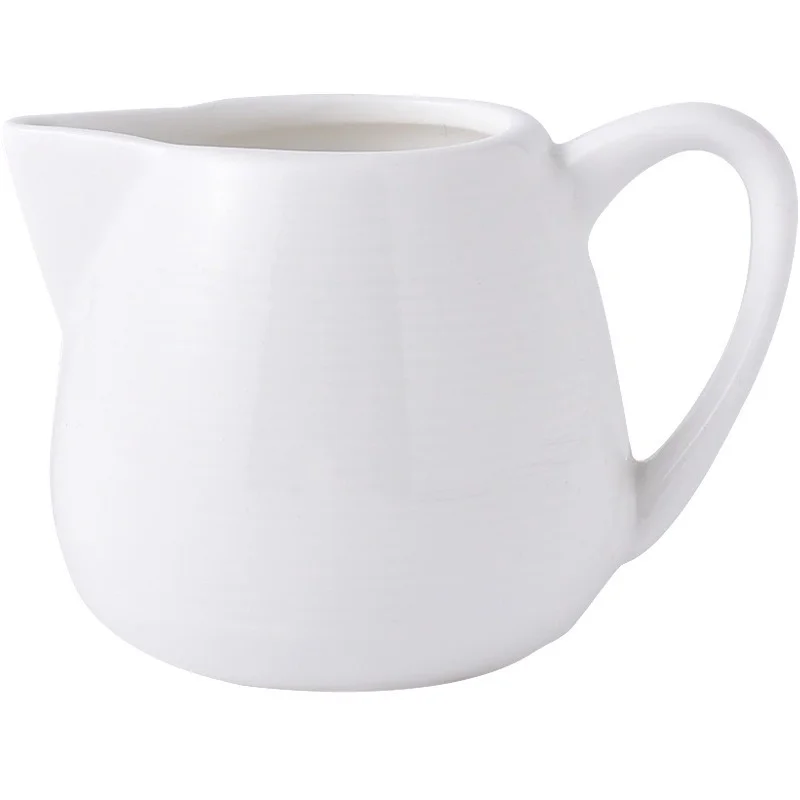 Milk Frothing Jug Coffeeware Ceramic White Handle Condiment Cup