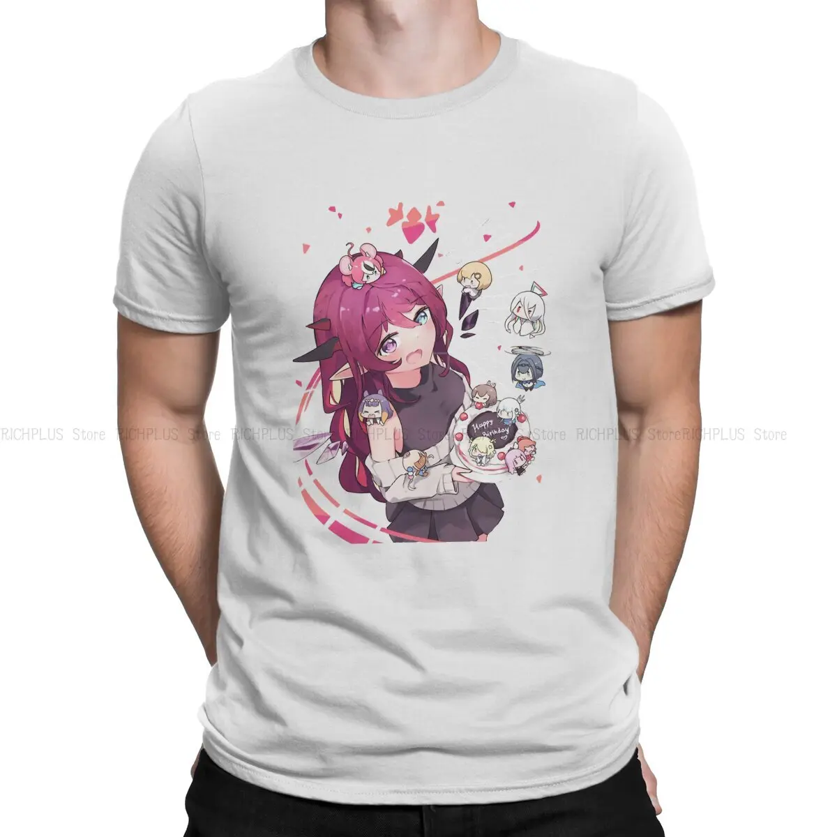 

Hololive Creative TShirt for Men Irys Cake Classic Round Neck Polyester T Shirt Hip Hop Gift Clothes Streetwear