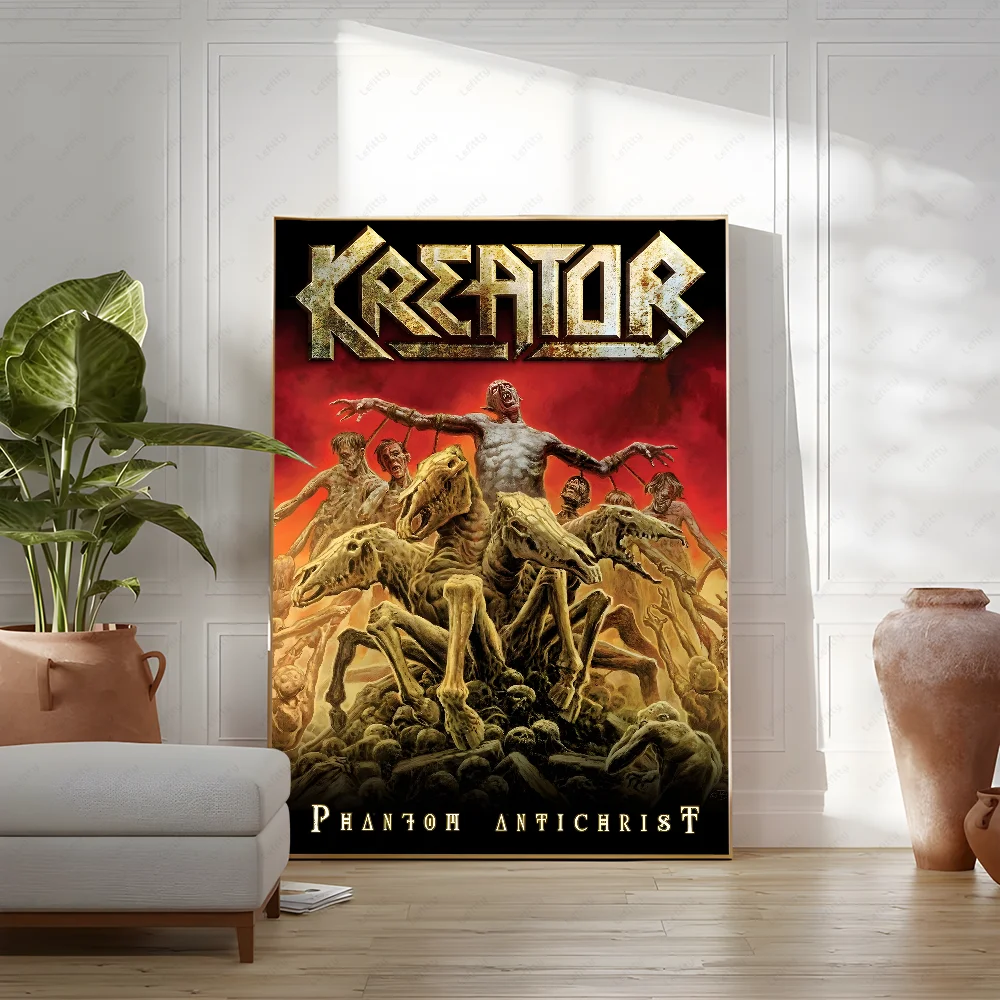 Kreators Flagge Thrash Metal Band Poster Sticky Wall Art Druck Wasserdicht Home Living Bed Room Bar Flur Ästhetisches Dekor – Detail 11