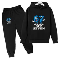 Six sept chiffres drôles dessin animé imprimé enfants printemps automne décontracté 2 pièces sweat à capuche + pantalon de jogging survêtements 2-13 ans garçons filles vêtements 1