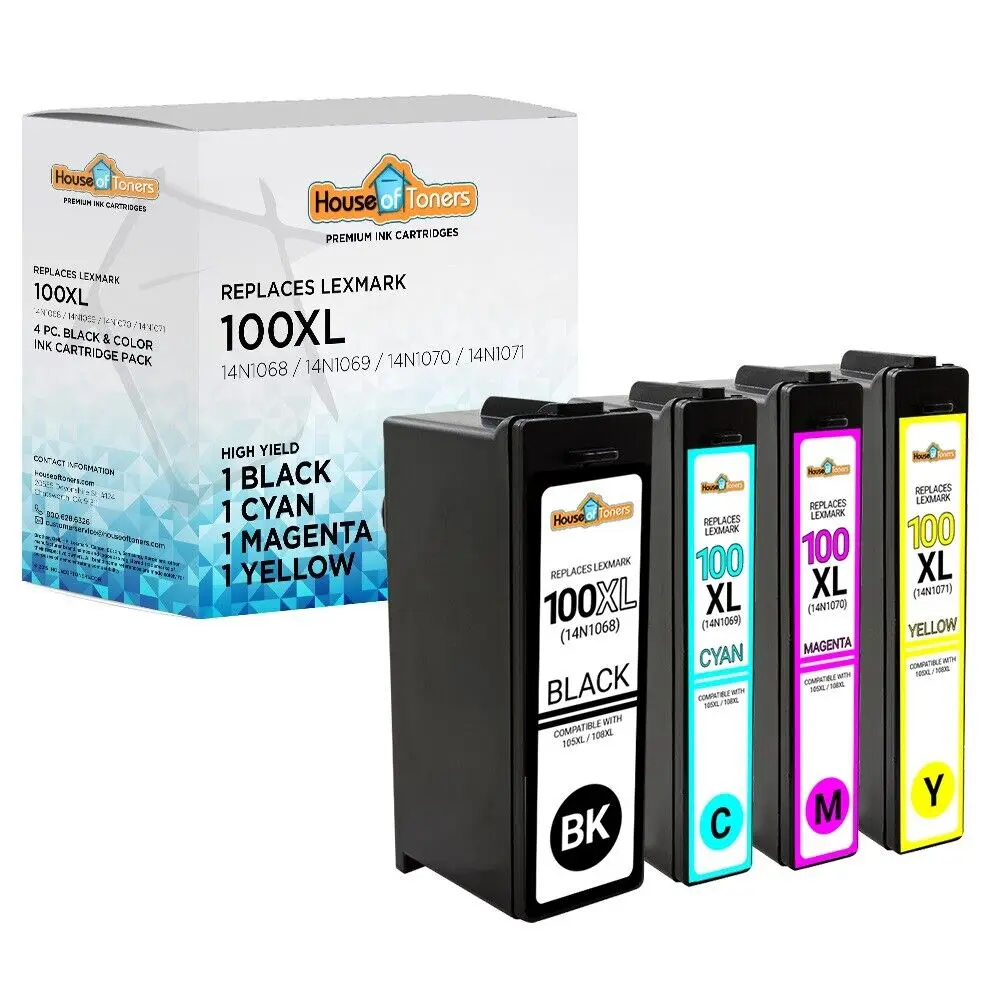 Набор картриджей 4PK # 100XL для Lexmark Pro802 803 805 901 902