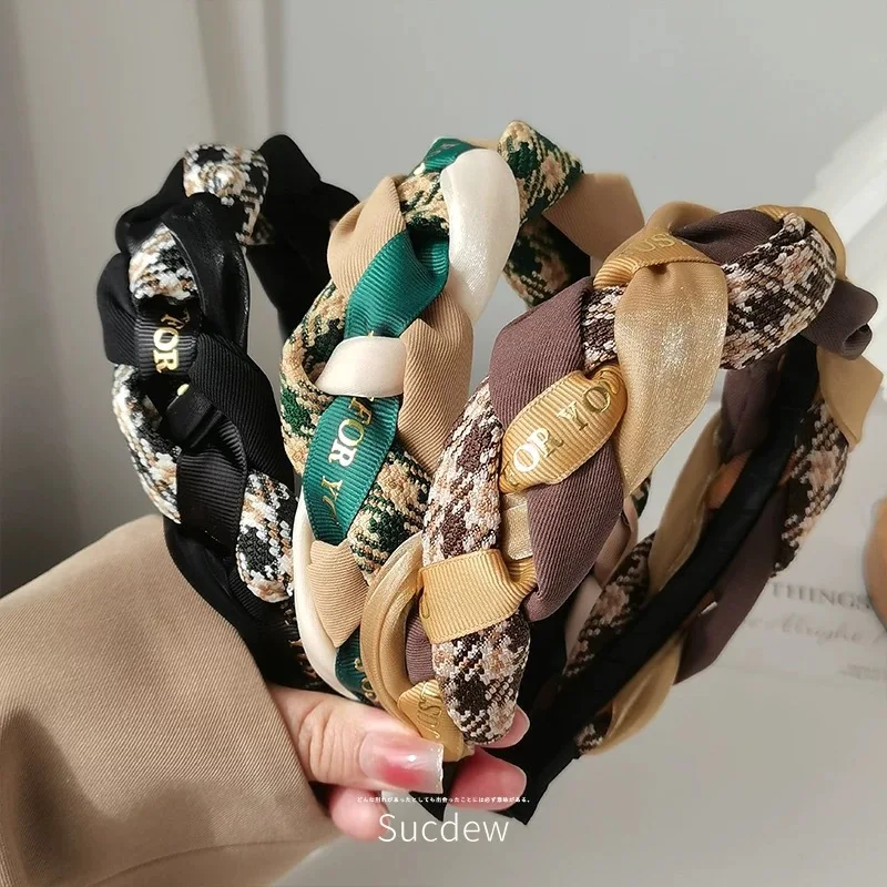 2024 Retro French Academy Style Hair Hoops for Women\'s Hairbands Fashion Latest Designer Wide Hairband Hair Accessories