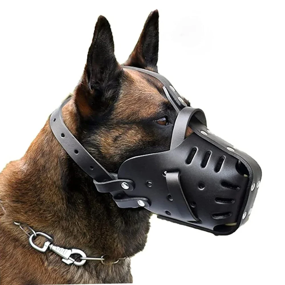 Leather Pet Dog Basket Muzzles Anti Bite Dog Mouth Cage for Dogs Mouth Cover German Shepherd Doberman Training Defense Masks