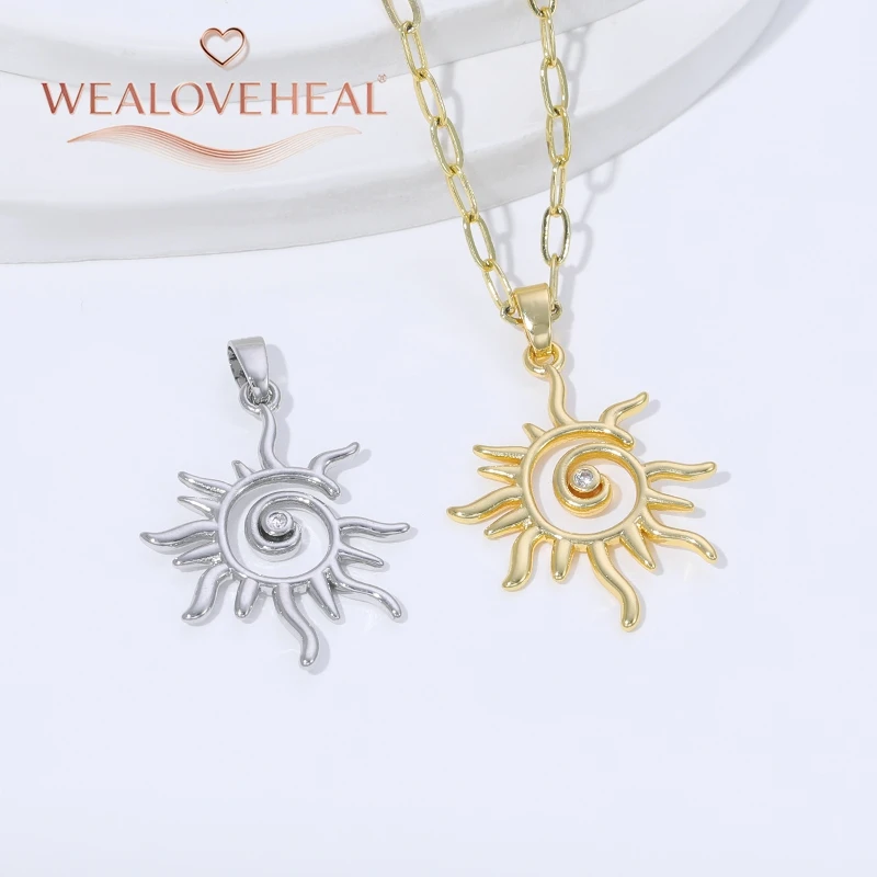 2026 Neue 18K Vergoldete Messing-Sonnenanhänger, Hochwertige Zirkon-Besetzte Sonnen-Charms für DIY Halsketten-Schmuckherstellung – Detail 20