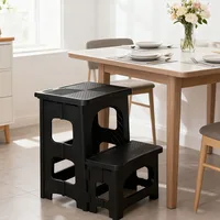 2-Step Folding Stool Plastic Steps Ladder Portable Bedside Step Stool Non-Slip Collapsible Stepstools For Kitchen Home Bathroom 3