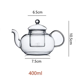 Heat - Resistant Clear Glass Teapot with Infuser - Stovetop Safe for Loose Leaf and Blooming Tea (400ML)
