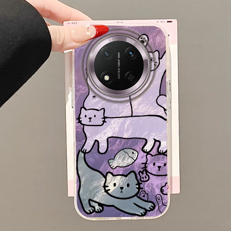 Purple Fish Cat Soft Phone Case - Perforated Vortex Shell Design