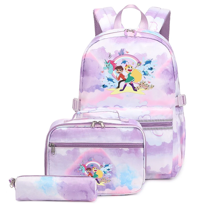 

3Pcs/Set Disney Star vs. the Forces of Evil Backpack Colorful Bag Boys Girls School bags Teenager with Lunch Bag Travel Mochilas
