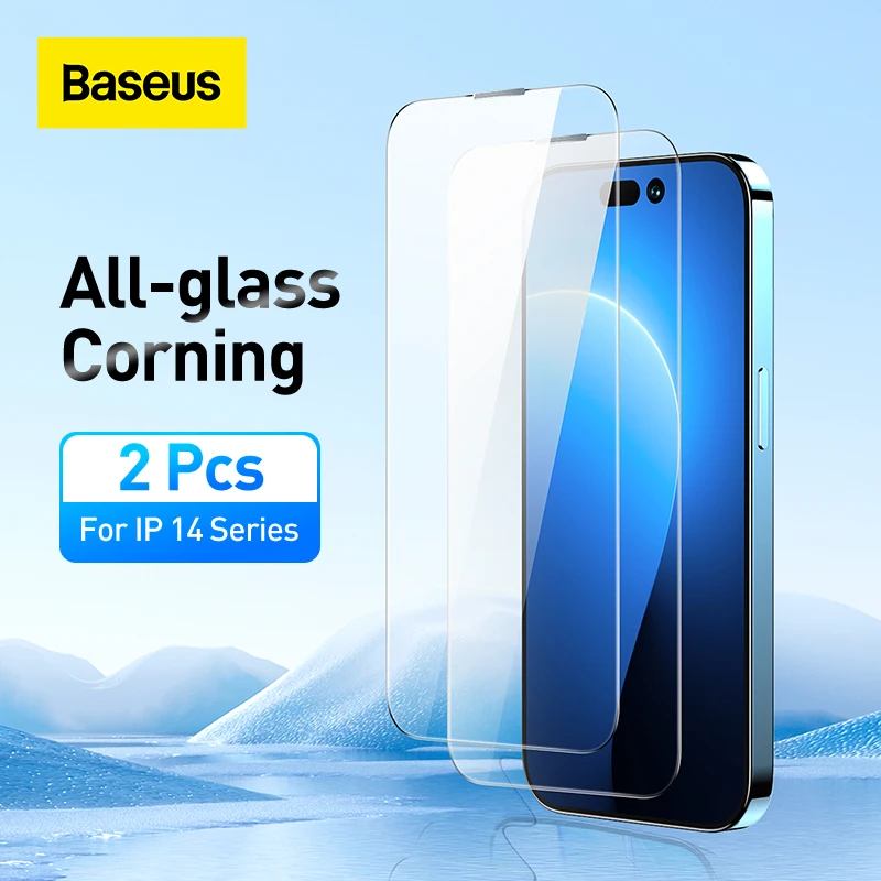 Baseus 2Pcs All-glass Corning Tempered Glass Film For iPhone 14 Pro Max Protector For iPhone 13 Pro Screen Protector Glass Phones & Accessories