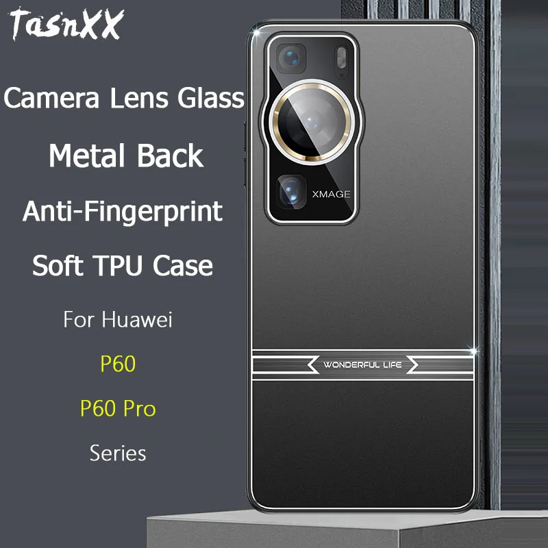 Per Huawei P60 / Pro Mecha Custodia Posteriore In Metallo Opaco Hit Stitching Color Soft Tpu Camera Lens Glass Protector Shell
