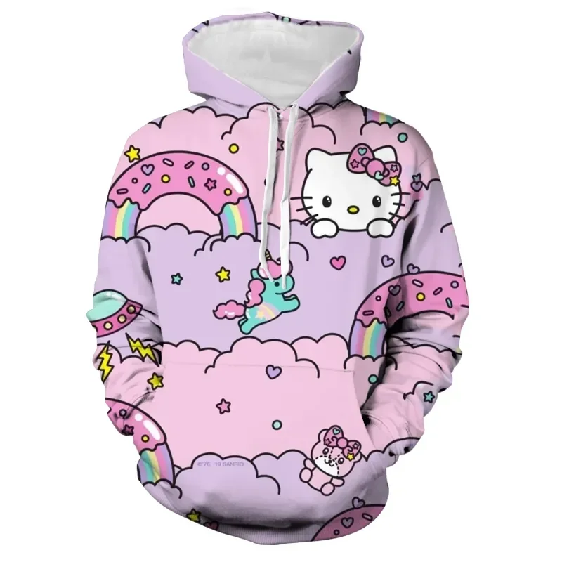 

Hello Kitty Sanrio Kuromi Kawaii Women's Girls' Sports Street Trend Warm Color Pullover Casual Loose Hoodie