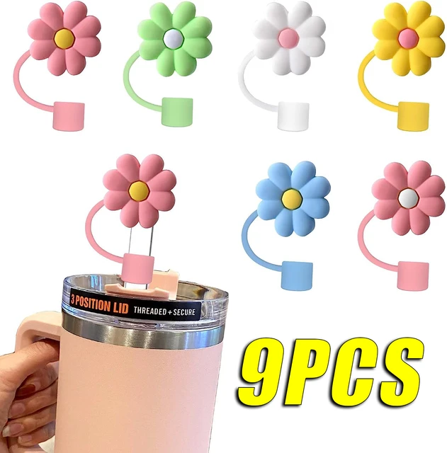 6PCS 10mm Cute Straw Lid Reusable Dustproof Flower Straw Lid Mug Coffee Cup  Straw Decoration Dustproof Straw for Stanley Mug - AliExpress