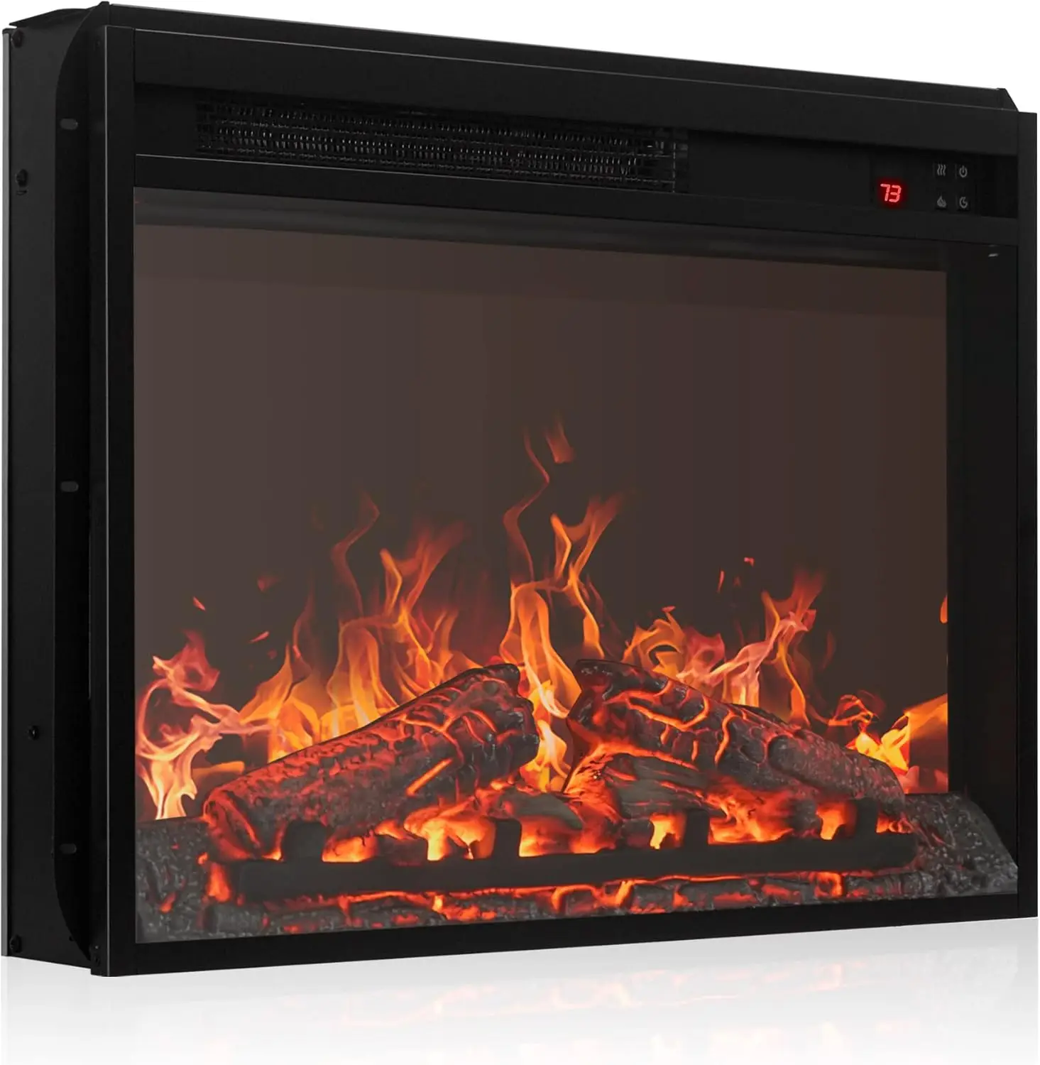 Electric fireplace insert, recessed fireplace heater with remote control, indoor fireplace heater with adjustable brightness 3