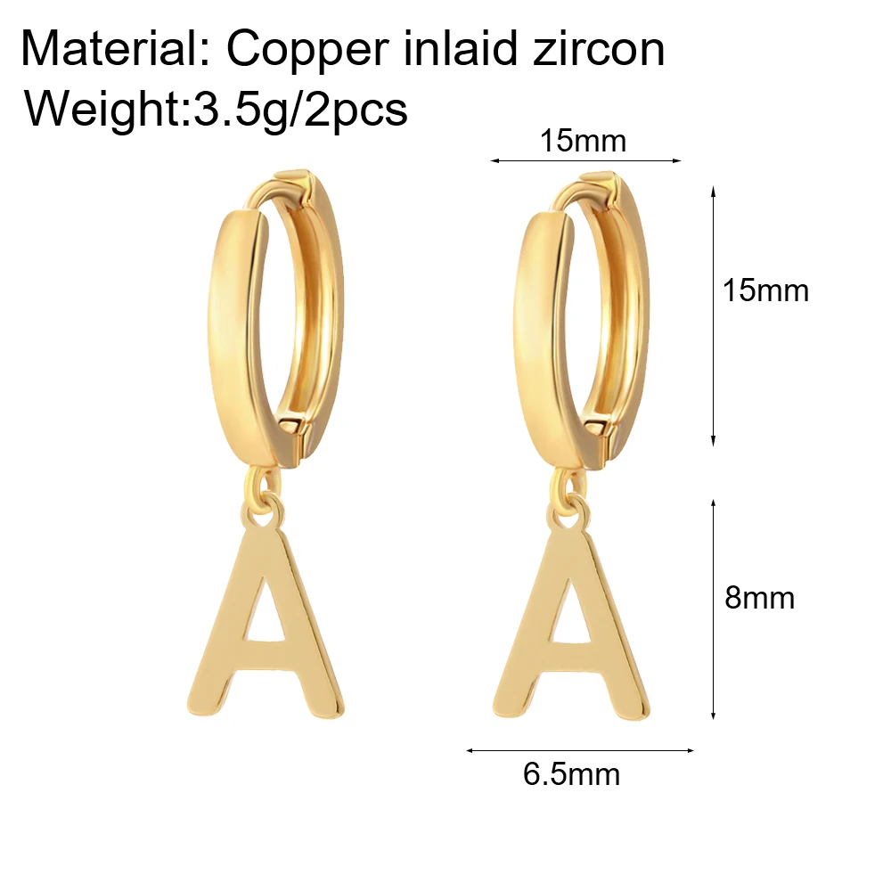 Initial earrings women Golden Color Letter Drop Hoop Earrings for Women French Glossy Initial Hoop Earrings Jewelry wholesale 2