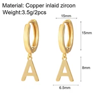 Initial earrings women Golden Color Letter Drop Hoop Earrings for Women French Glossy Initial Hoop Earrings Jewelry wholesale 2