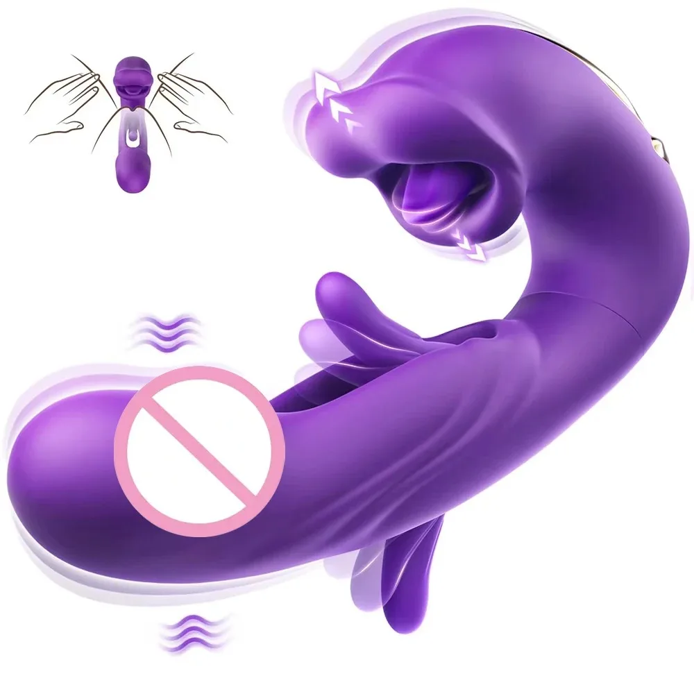 G Spot Vibrator Tongue Licking Sucking Sex Toy for Women Vibrating Finger Flapping Diido Vagina Clit Stimulate Adult Masturbator