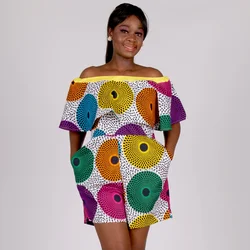 Stock Size Low Price African Two Pcs Set Threee Quarter Sleeve Outwear Women Shirt Dress and Long Pants with Pocket WY1091