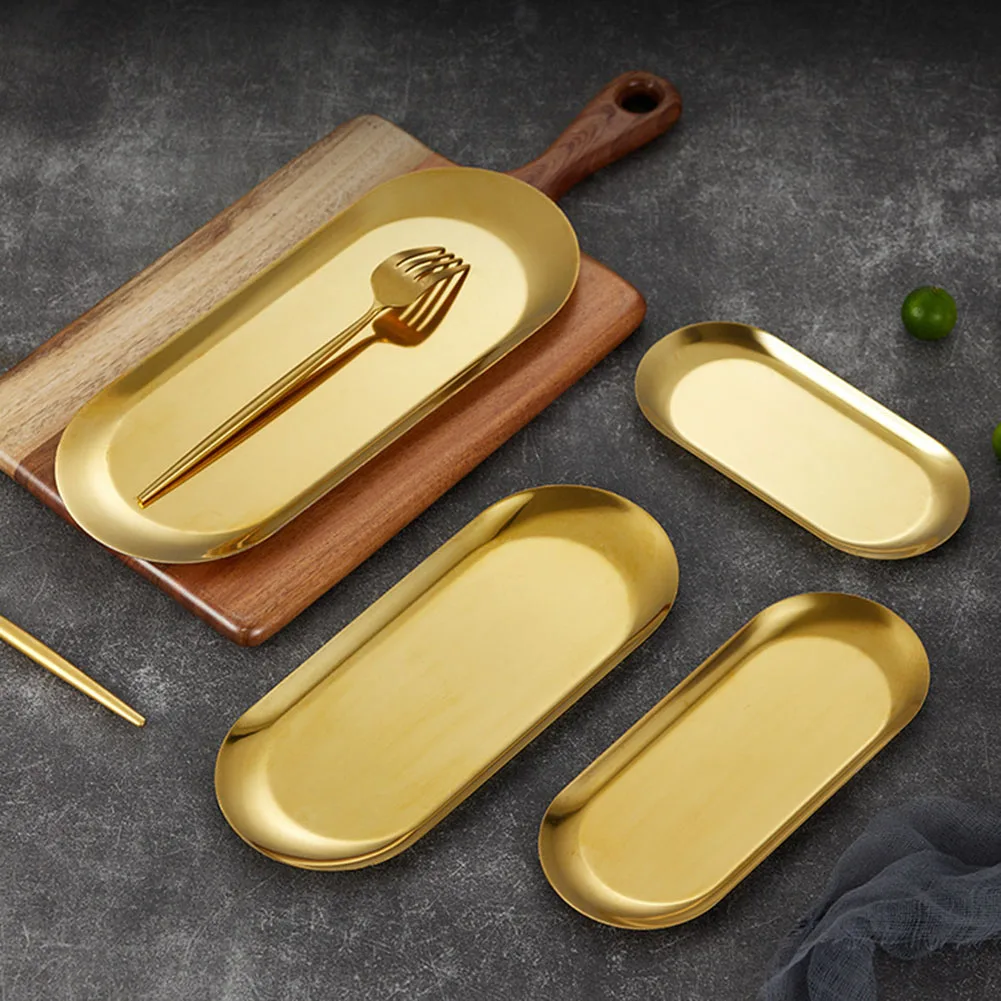 GoldDiningPlateRustproofStainlessSteelPlateStackable