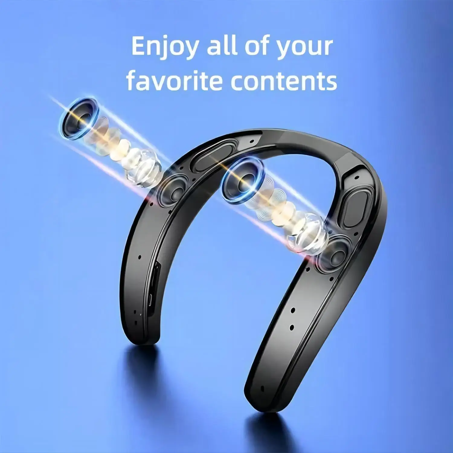 Bluetooth5.0 Neck Mounted Surround Sound Speaker Portable Neckband Gaming Stereo Outdoor Hifi Built-in Mic Multi-angle Adjustm