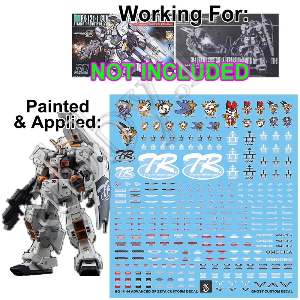 HG UC 1/144 TR-1 Hazel Expansion Parts TR-6 Club G Premium Water Slide Pre-cut UV Light-reactive Detail Decal Sticker model decals