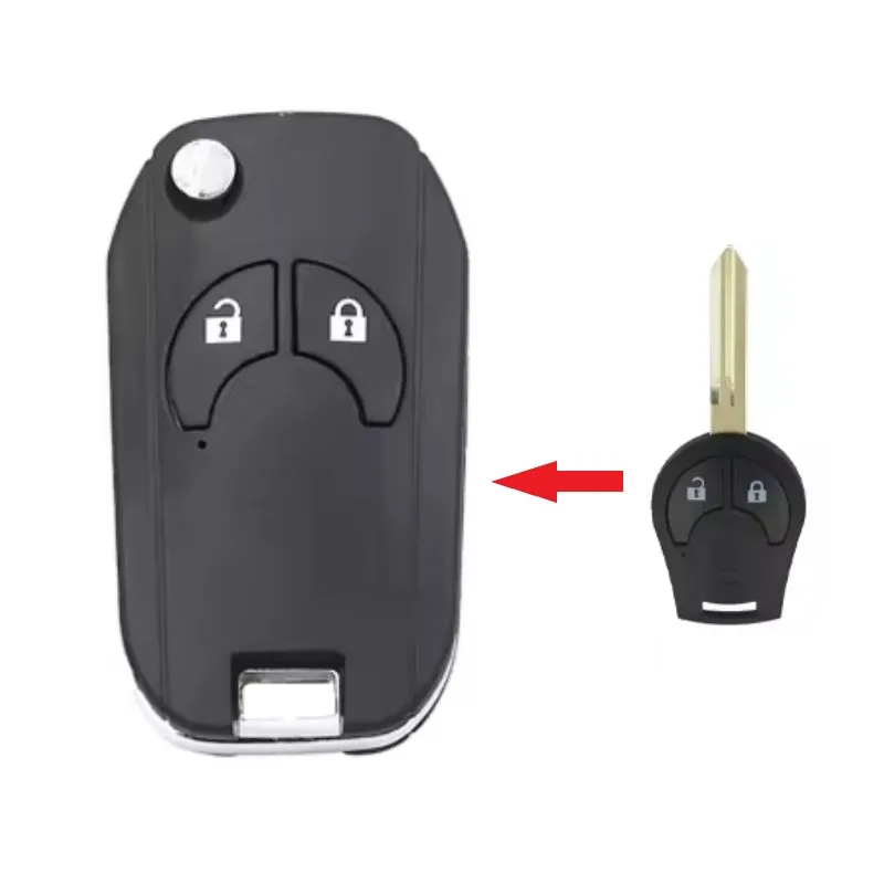 2 Buttons Flip Remote Car Key Shell For Nissan Cube Micra Note Qashqai ...