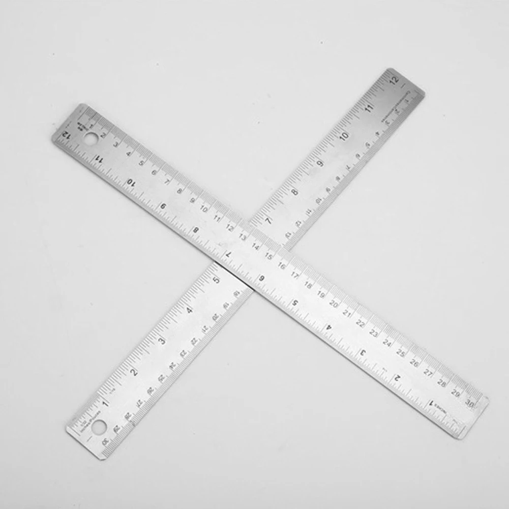 6pcs Metal Ruler Stainless Steel Measuring Straight Edge Non Slip Student Shatter Resistant Office Supplies 12 Inch 