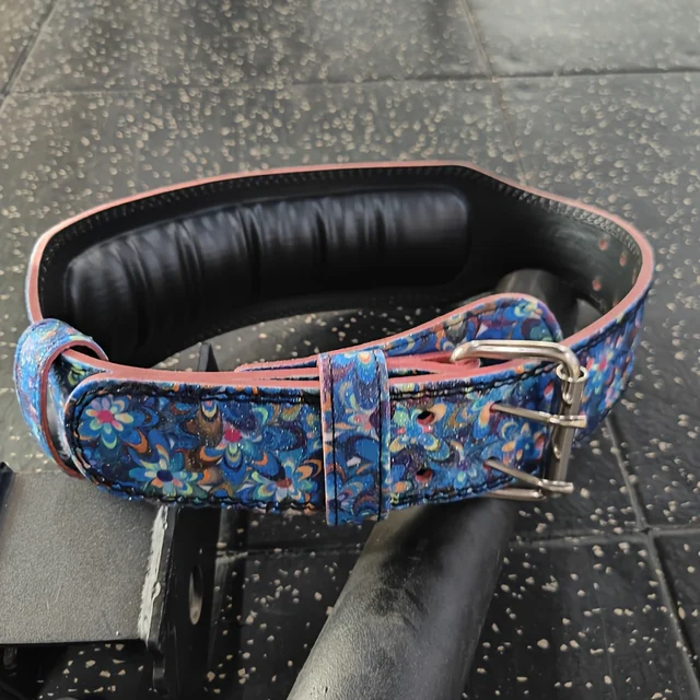 Lady Gym Weightlifting Belt with Blue Sparkling Flowers Female Powerlifting Belt Suitable for Women Lover Girlfriend Gym Belt 2