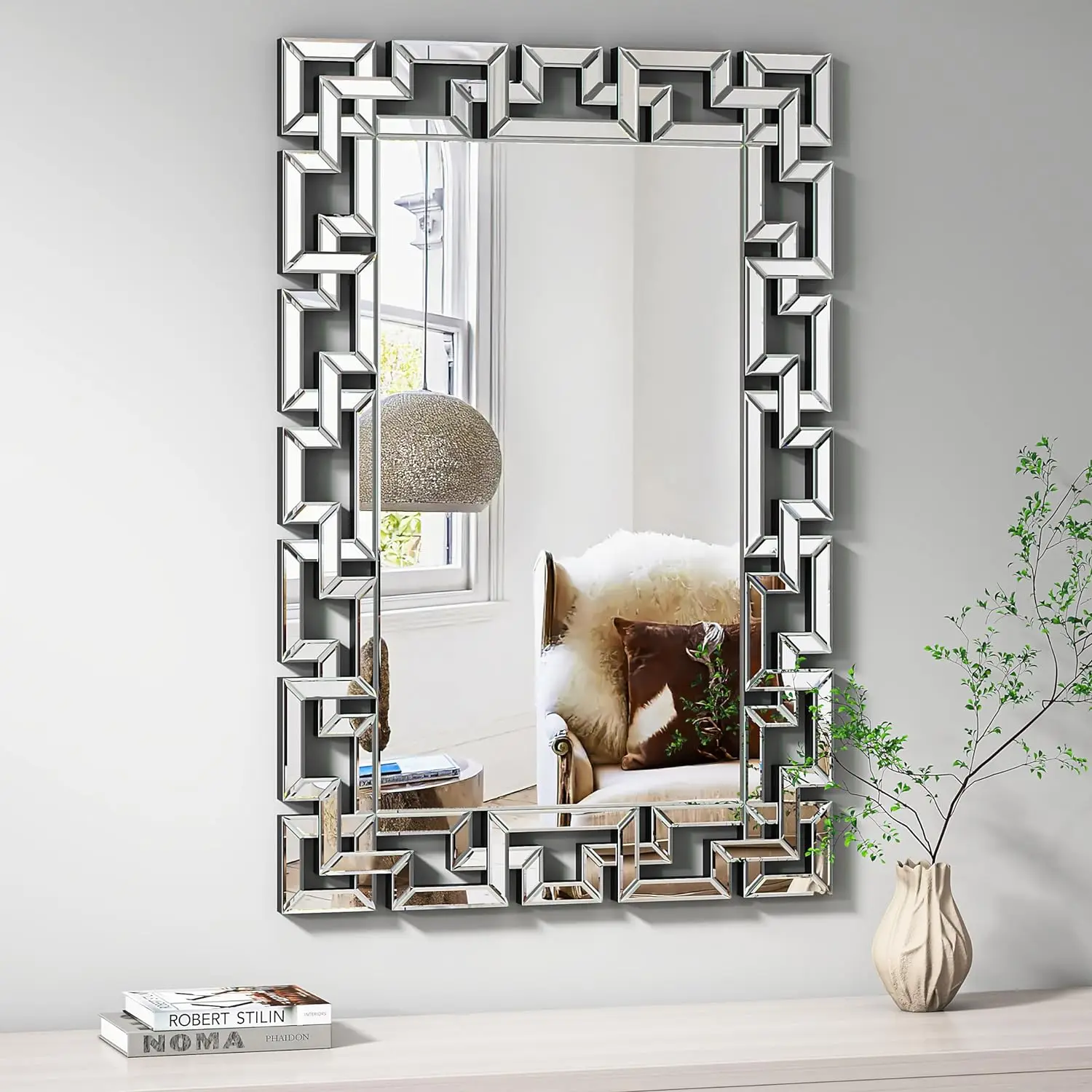 40 Inch Art Decor Wall Mirrors Large Grecian Venetian Mirror Vanity Sliver for Hotel Home Beveled Edge Accent Mirror 2