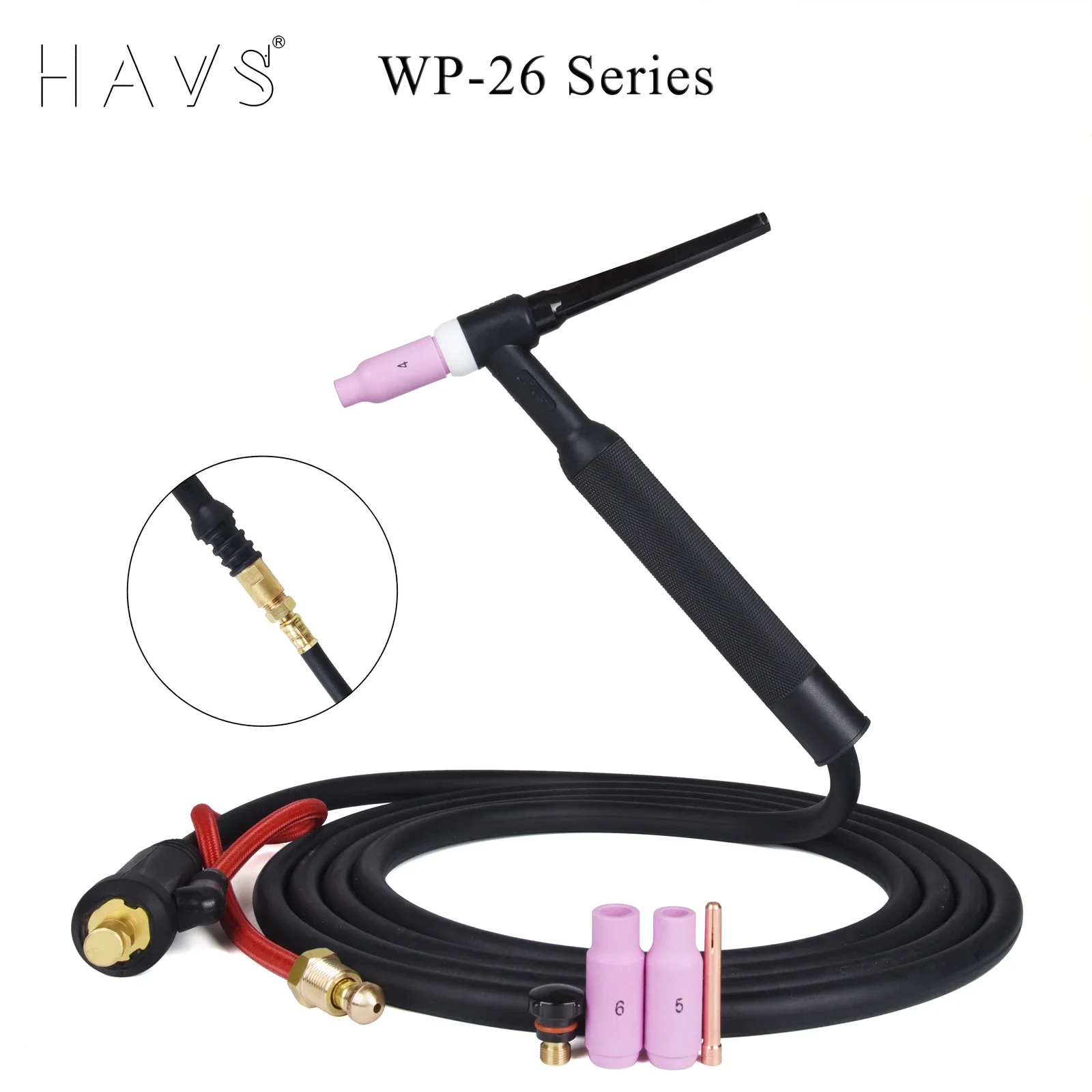 

4M WP26 TIG Welding Torch Gas-Electric Integrated Rubber Hose Cable w/5/8 UNF 35-50 Euro Connector 13.12FT
