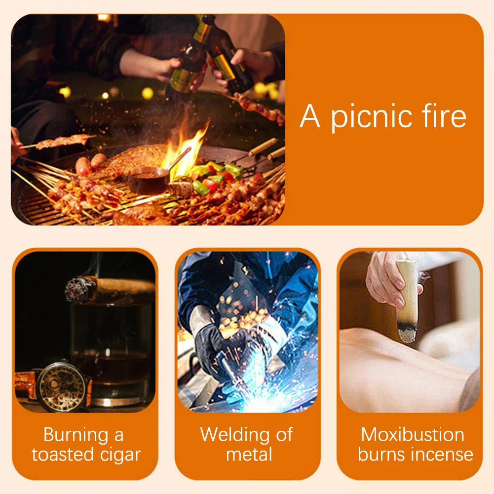 Windproof Turbo Torch Butane Gas Lighter Kitchen Outdoor Barbecue Camping Welding Lighters Ignition Tool Flamethrower bbq lighter butane gas lighter
