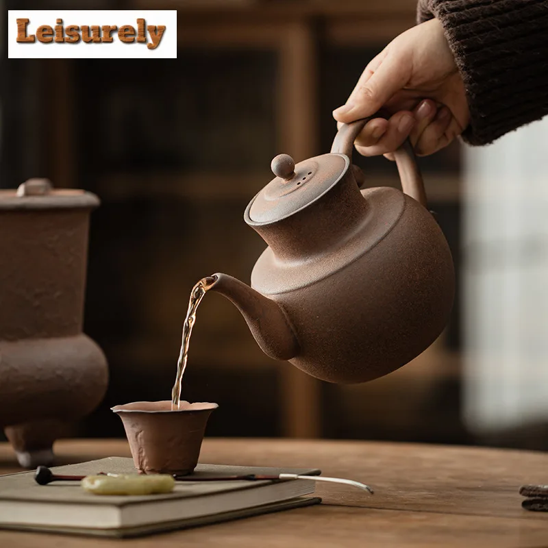 Old Rock Mud Boiling Water Kettle Large Capacity Tea Soaking Pot Household Herbal Medicine Kettle Tea Ceremony Supplies Craft