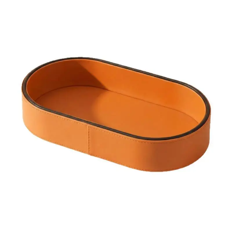 Scatola portaoggetti in pelle PU per soggiorno, organizer per gioielli da ingresso, vassoio portaoggetti da scrivania per cosmetici e articoli vari per la casa - immagine 6
