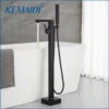 KEMAIDI Freestanding Bathtub Shower Faucet Floor Tub Filler Brass Mixer Tap 360 Degree Swivel Spout Shower Systerm Matte Black 1