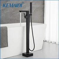 KEMAIDI Freestanding Bathtub Shower Faucet Floor Tub Filler Brass Mixer Tap 360 Degree Swivel Spout Shower Systerm Matte Black 1